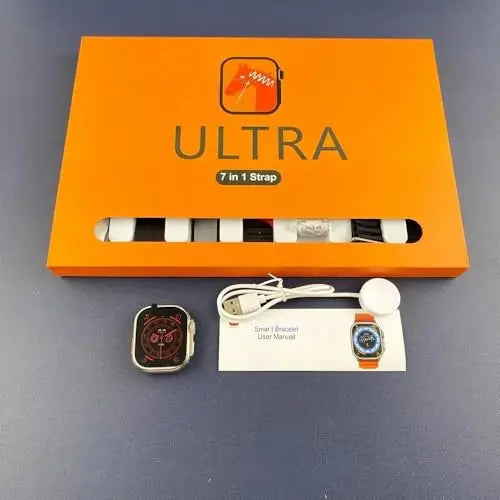 SQUL Watch 8 Ultra 7 in 1-49 MM BT Calling Sports Mode Fitness 7 Belt for Men & Women Smartwatch (Multicolor Strap) - Squl Tech 