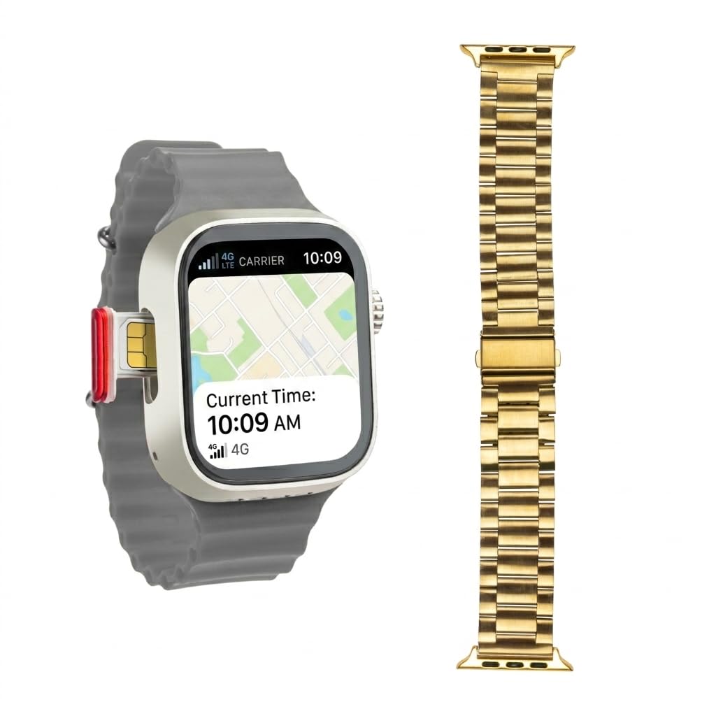 GS29 4G SIM Android Smart Watch,Store Working, Maps, YouTube, Sports Features, Volte Calling(4G SIM Supported) Extra Band (Orange and Black)