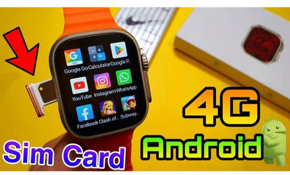 SQUL Premium S8 Ultra Smart Watch with 4G SIM Card, App Store Working, Google Maps, Facebook, YouTube, Android,Bluetooth Calling, Extra Band - Squl Tech 
