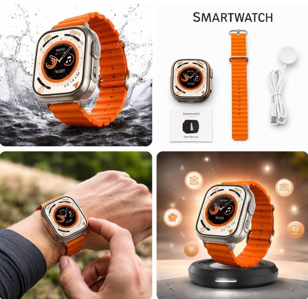 T800 Ultra Smart Watch with Orange Strap