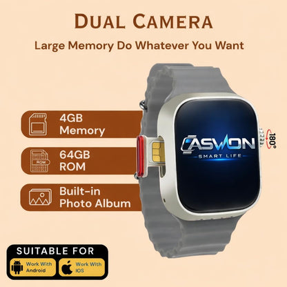 GS29 4G SIM Android Smart Watch,Store Working, Maps, YouTube, Sports Features, Volte Calling(4G SIM Supported) Extra Band (Orange and Black)