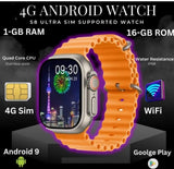 SQUL Premium S8 Ultra Smart Watch with 4G SIM Card, App Store Working, Google Maps, Facebook, YouTube, Android,Bluetooth Calling, Extra Band - Squl Tech 