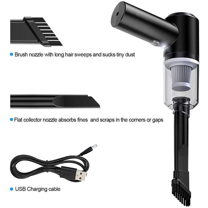 IDELLA 3IN1 Portable Car Vacuum Cleaner with Blower | USB Rechargeable Wireless Handheld Car Vacuum Cleaner Traveling, Camping Reusable,Portable,Rechargeable (Vacuum with Blower)Squl Tech