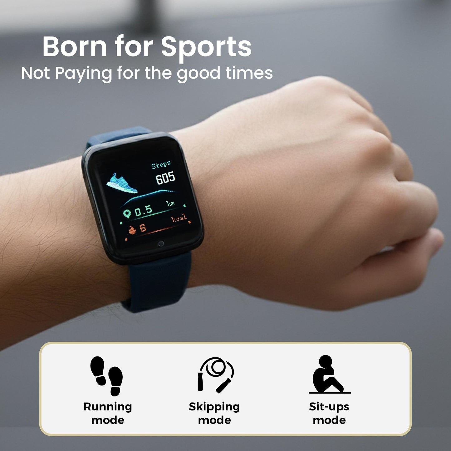 Bouncefit M I D116 Fitness Band Smart Watch for Men, Women, Boys, Girls, Kids – Single Touch Interface, Water Resistant, Workout Modes,Quick Charge Sports Smartwatch – Black I