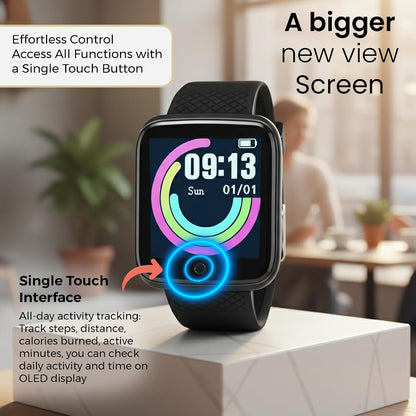 Bouncefit M I D116 Fitness Band Smart Watch for Men, Women, Boys, Girls, Kids – Single Touch Interface, Water Resistant, Workout Modes,Quick Charge Sports Smartwatch – Black I