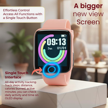 Bouncefit M I D116 Fitness Band Smart Watch for Men, Women, Boys, Girls, Kids – Single Touch Interface, Water Resistant, Workout Modes,Quick Charge Sports Smartwatch – Black I