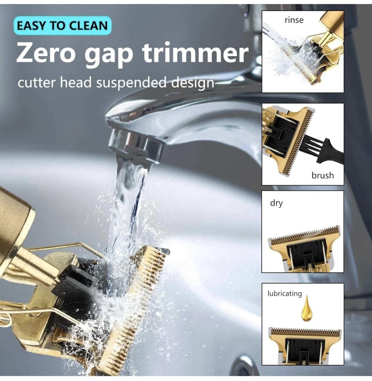 EndZone | Buddha Smart Beard Trimmer - Power adapt technology for Face, Head and Body Men & Women trimming||120 min run time with Quick Charge (Gold)Squl Tech