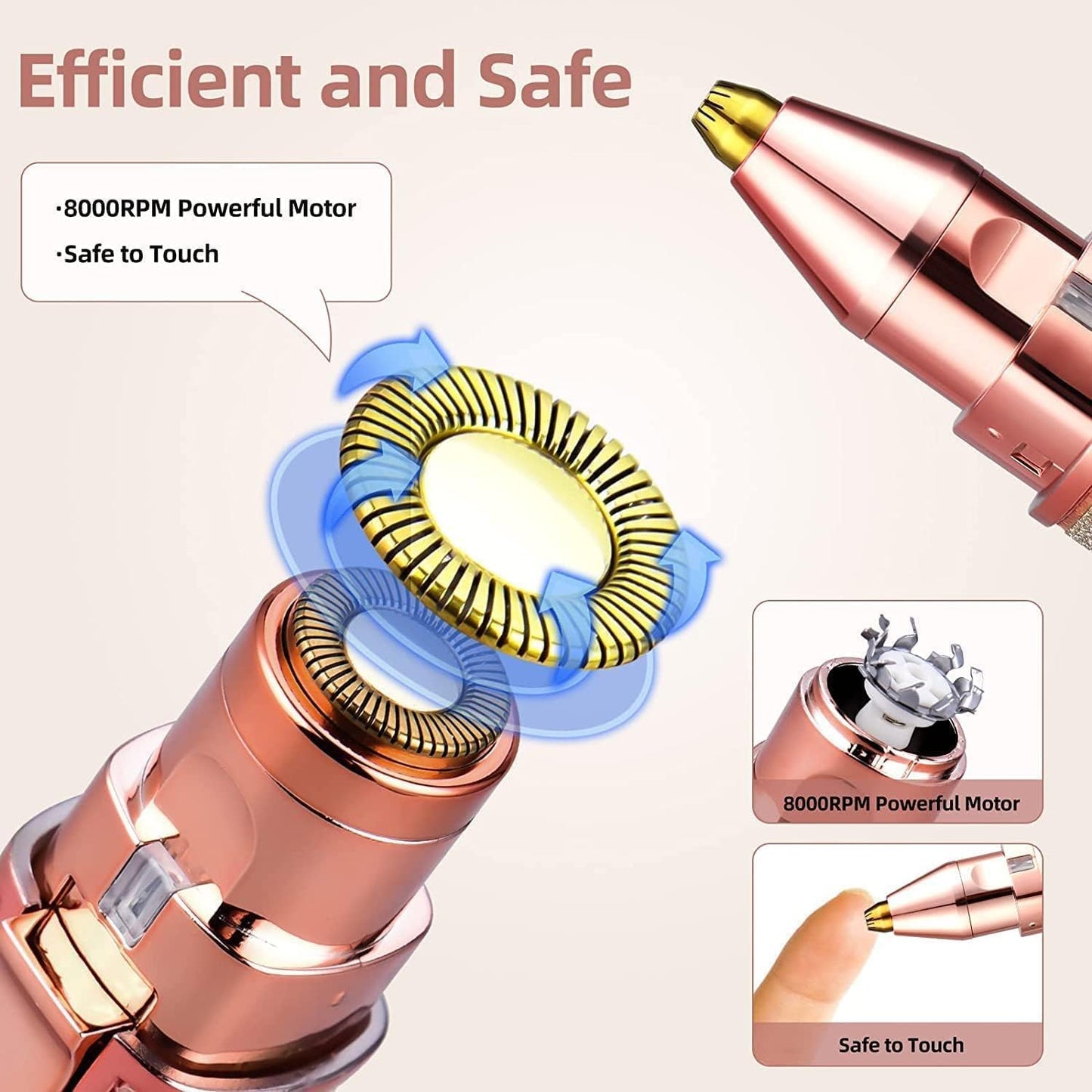 SQUL Portable eyebrow trimmer for women, epilator for women, facial hair remover for women,Face, Lips, Nose Hair Removal Electric Trimmer with Light - Squl Tech 
