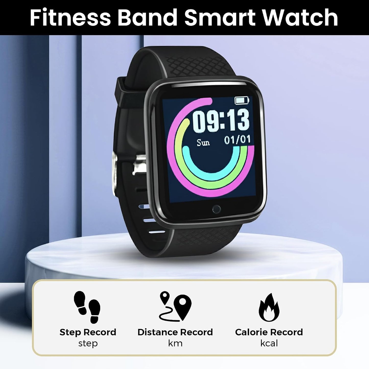 Bouncefit M I D116 Fitness Band Smart Watch for Men, Women, Boys, Girls, Kids – Single Touch Interface, Water Resistant, Workout Modes,Quick Charge Sports Smartwatch – Black I