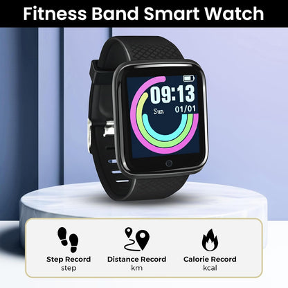 Bouncefit M I D116 Fitness Band Smart Watch for Men, Women, Boys, Girls, Kids – Single Touch Interface, Water Resistant, Workout Modes,Quick Charge Sports Smartwatch – Black I