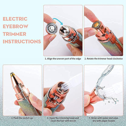 SQUL Portable eyebrow trimmer for women, epilator for women, facial hair remover for women,Face, Lips, Nose Hair Removal Electric Trimmer with Light - Squl Tech 