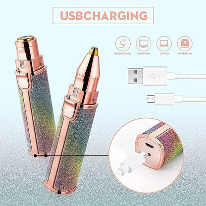 SQUL Portable eyebrow trimmer for women, epilator for women, facial hair remover for women,Face, Lips, Nose Hair Removal Electric Trimmer with Light - Squl Tech 